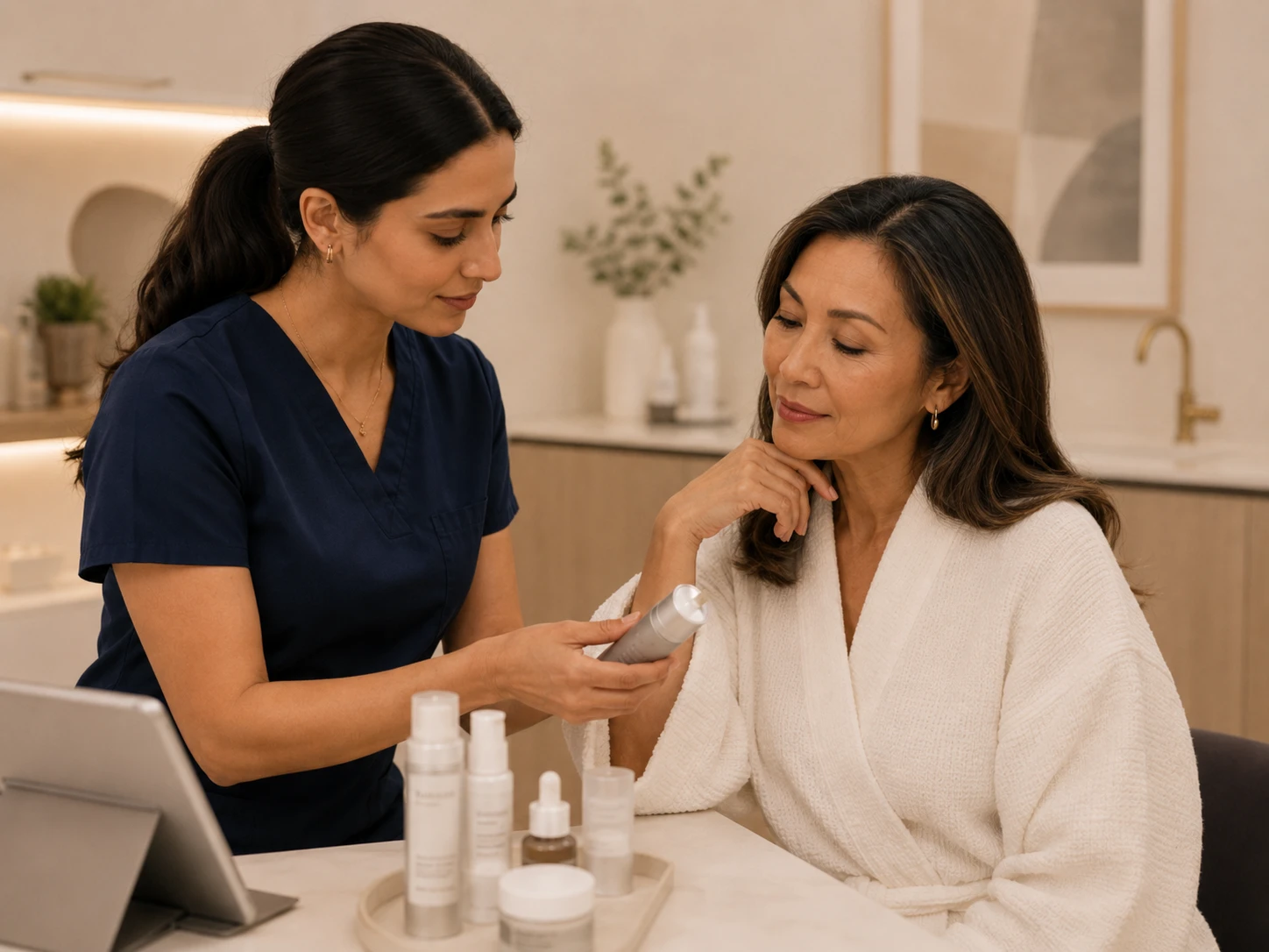 Provider explaining pre-treatment guidance to a client