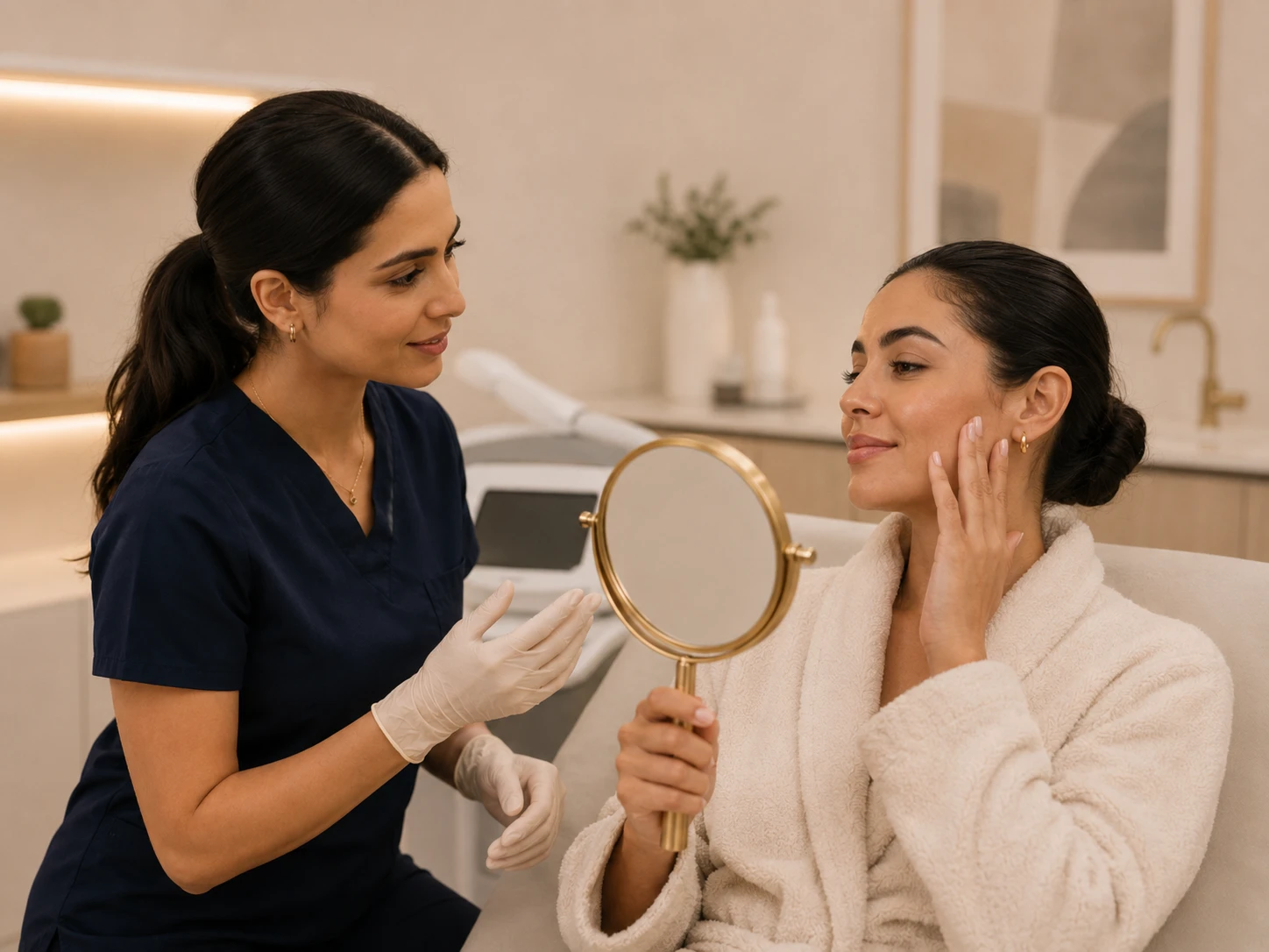 Provider explaining pre-treatment guidance to a client