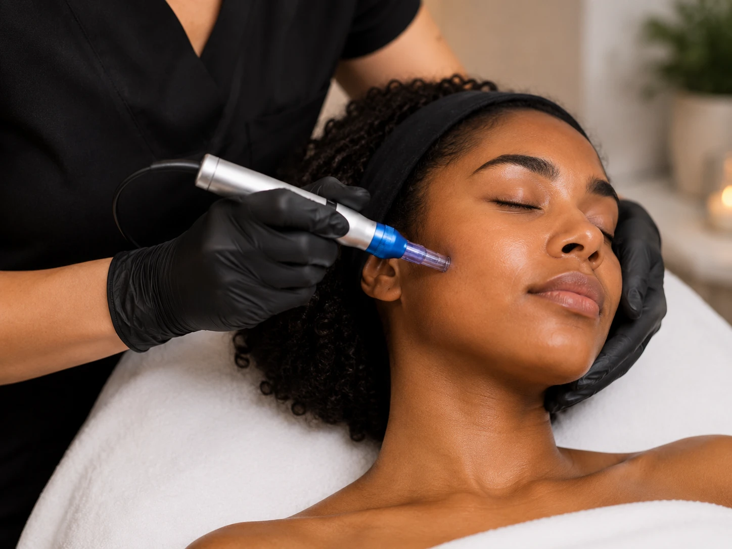 Microneedling treatment session at Skin Solutions