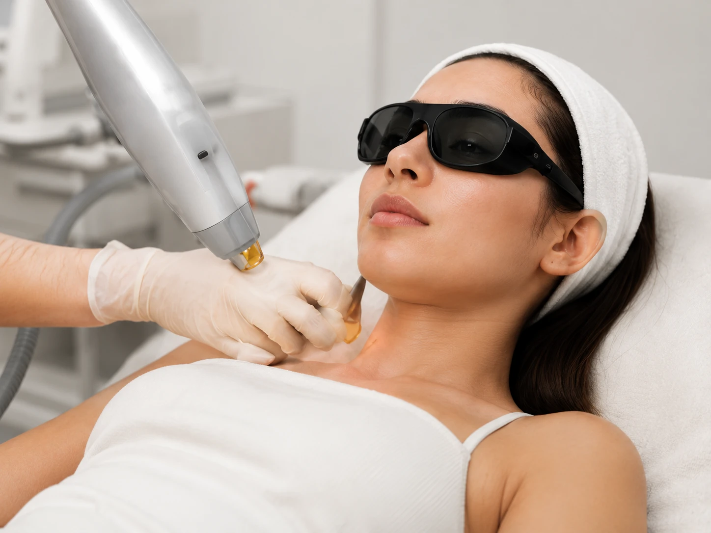 Laser facial treatment in a professional clinical setting
