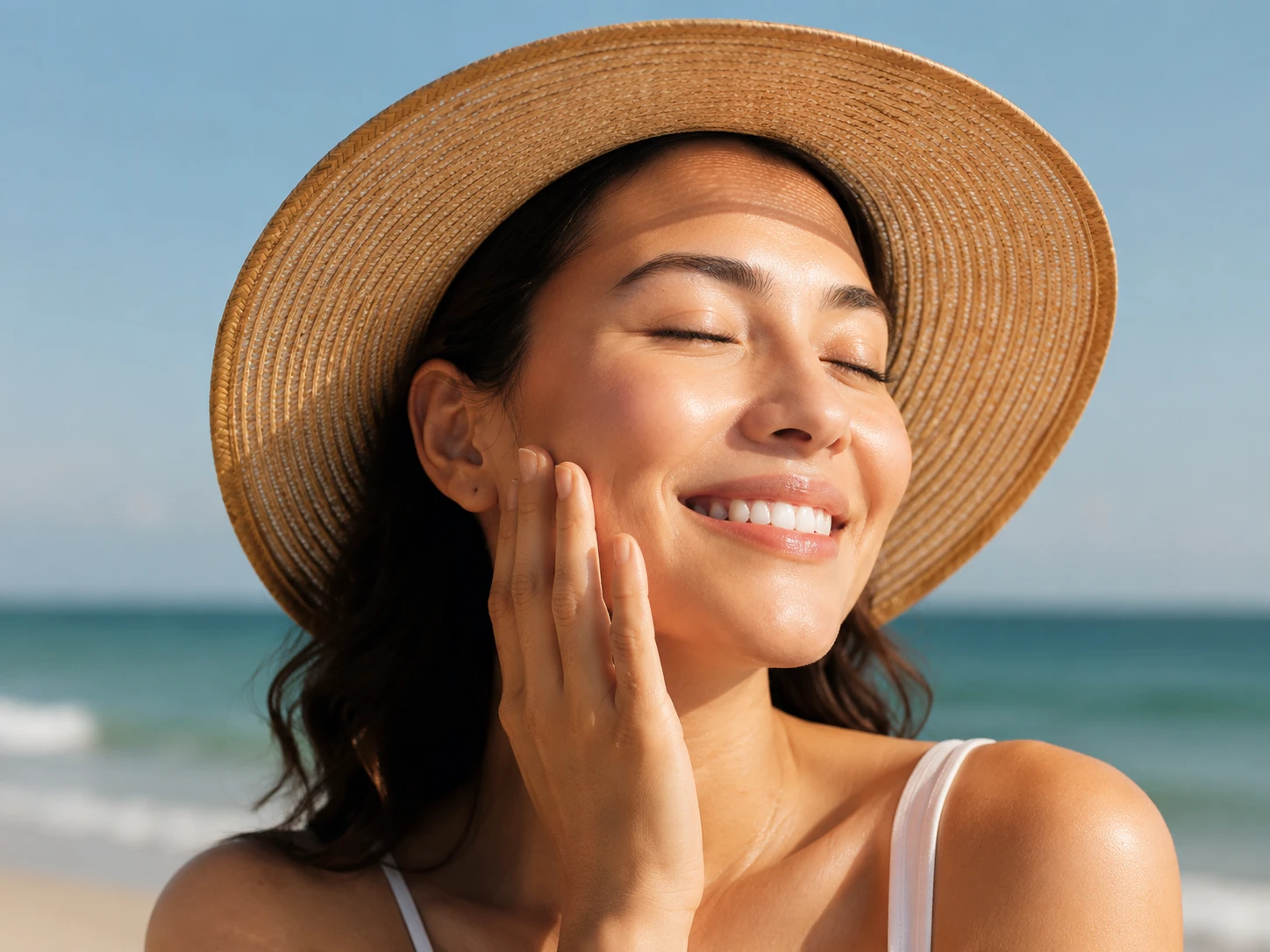 Client reviewing smooth, luminous skin