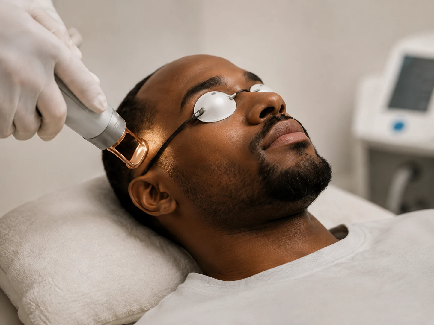 Laser treatment performed with protective eyewear